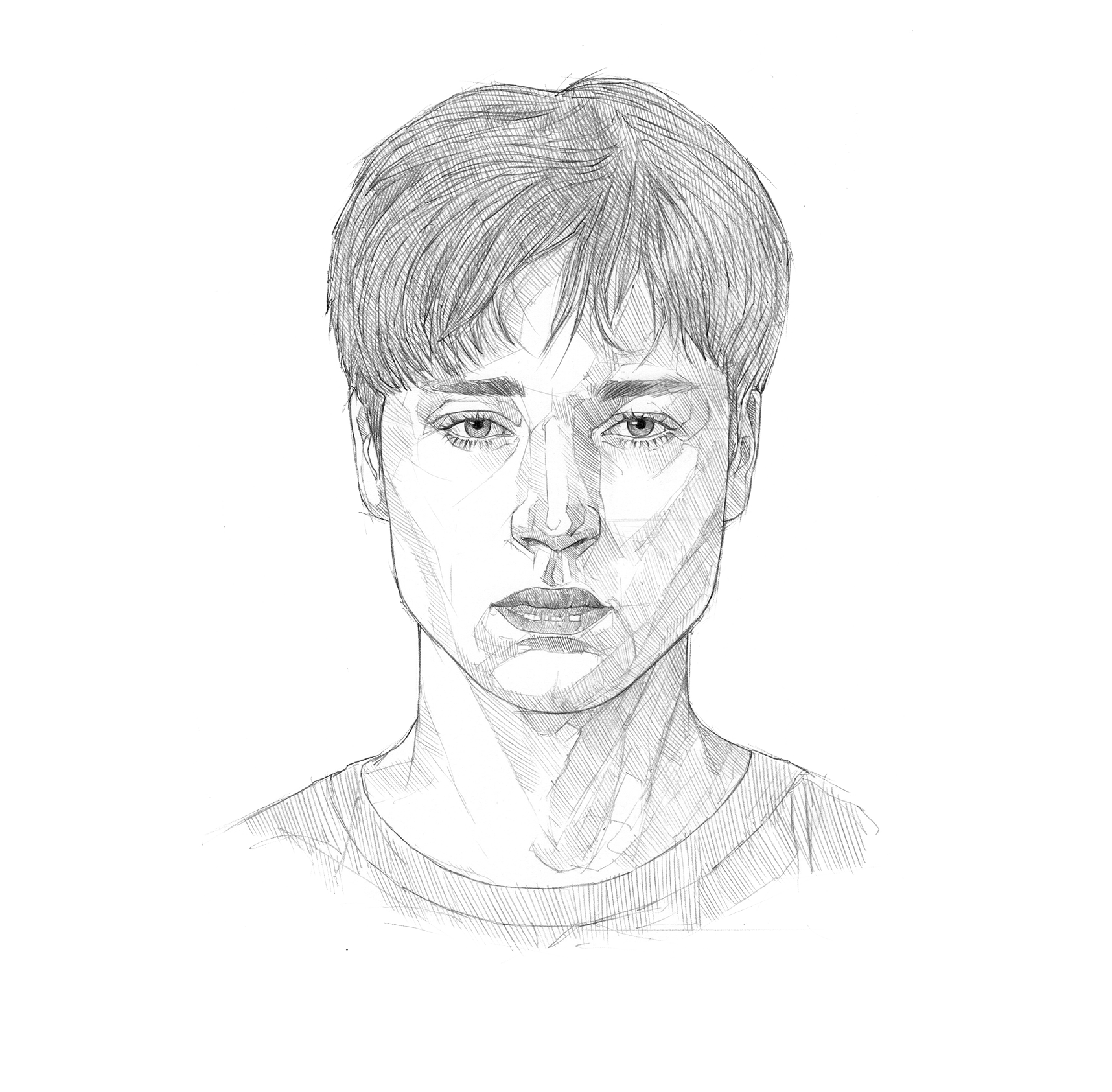 Sketch portrait of Caucasian male