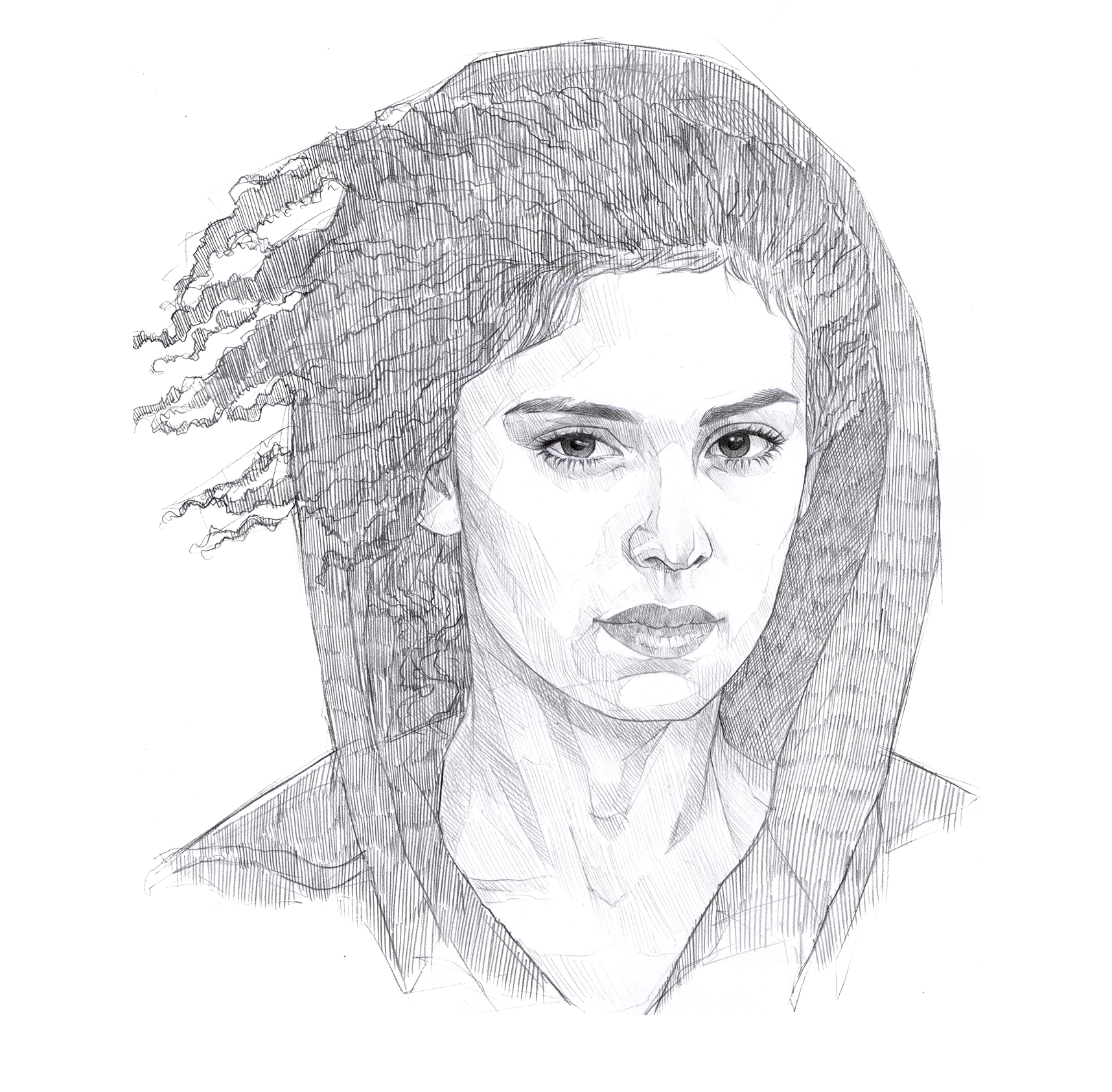 Sketch portrait of Latin American female